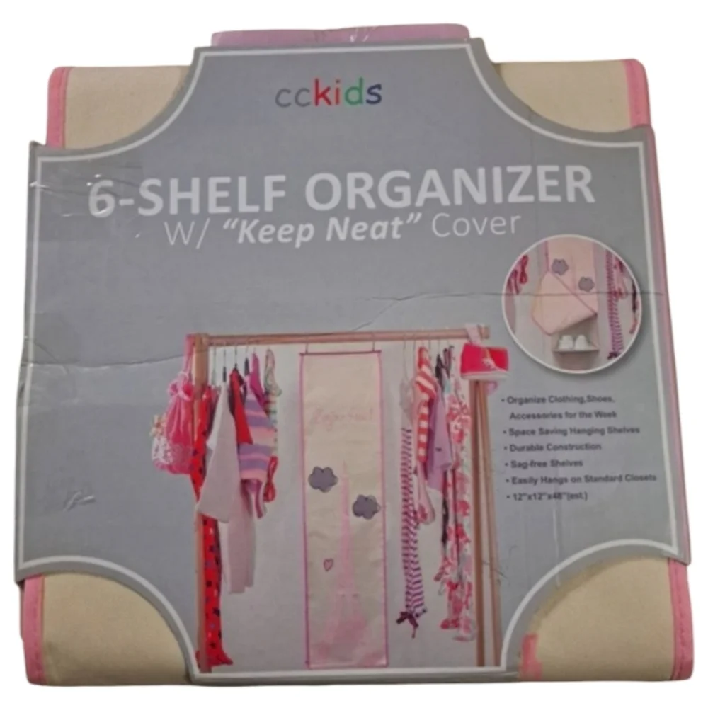 cckids Closet Complete Pink 6-Shelf Organizer Keep Neat Cover 12